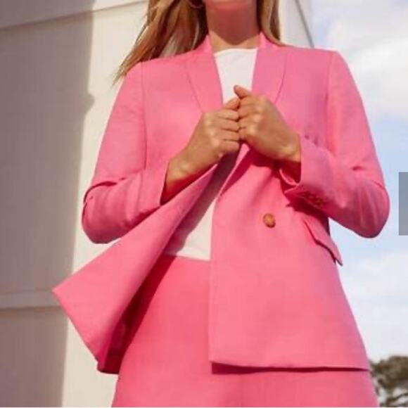 J. McLaughlin Vesta Linen Blend Blazer Persian Pink 10 (see description re flaw) - Picture 15 of 16